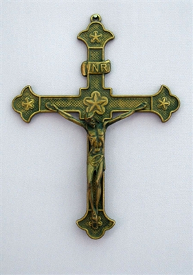 Crucifix in Antique Brass 8.25"