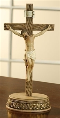 8.5" 2-PIECE STANDING CRUCIFIX WITH STAND