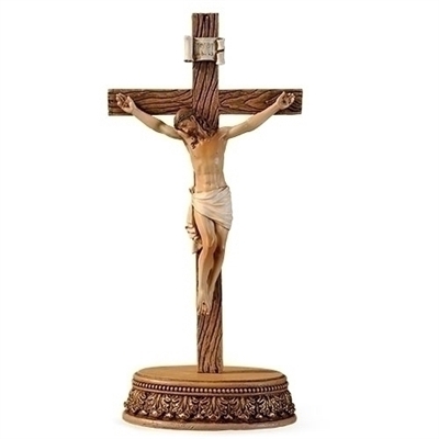 8.5" 2-PIECE STANDING CRUCIFIX WITH STAND