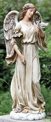 24.5" ANGEL WITH DOVE GARDEN STATUE