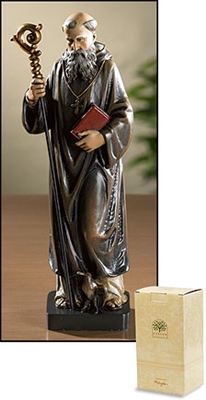 St. Benedict Statue, 8" H, Resin, Gift Boxed