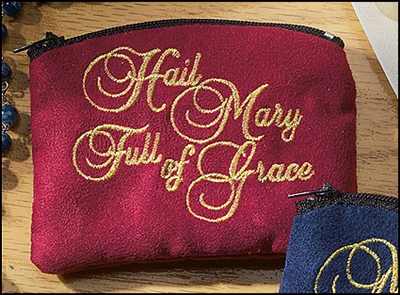 Hail Mary Embroidered Rosary Case