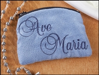 Ave Maria Embroidered Rosary Case