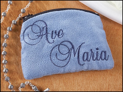 Ave Maria Embroidered Rosary Case