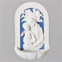 6" MADONNA & CHILD WATER FONT, DELLA ROBBIA STYLE