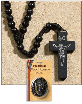 Black Franciscan Wood Rosary