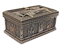 5"X3" St. Michael Icon Box, Hand-Painted Cold Cast Bronze