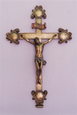 Crucifix - Veronese, cold-cast bronze, hand-painted, 16"