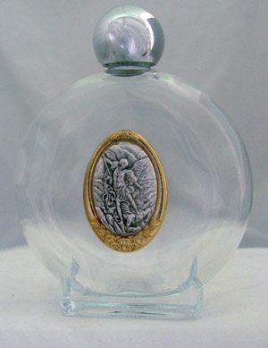 St. Michael Glass Holy Water Bottle
