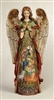 15.75" ANGEL HOLDING STAR WITH HOLY FAMILY IN SKIRT FIGURE