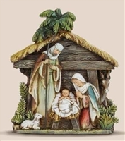 7.75" HOLY FAMILY WITH STABLE ORNAMENT, JOSEPH'S STUDIO, BOX