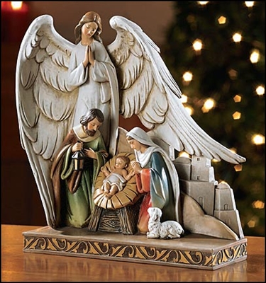 8" Nativity with Angel Figurine