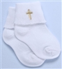 4" BAPTISM SOCKS WITH CROSS EMBROIDERY