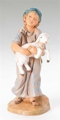 5" SILAS BOY HOLDING SHEEP FIGURE, CENTENNIAL COLLECTION, FONTANINI