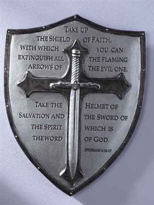 6.5" ARMOR OF GOD WALL PLAQUE, EPHESIANS 6:16-17