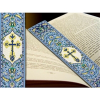 IC XC Cross Tapestry Icon Book Marker, 9 1/8" x 2" (BLUE)