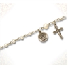 Sterling Silver & Pearl Rosary Bracelet Sterling Silver Medal and Crucifix 6"