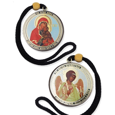 St Ann & Guardian Angel Reversable Icon Pendant on Rope to Hang