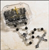 Black First Communion Rosary in Plastic Case