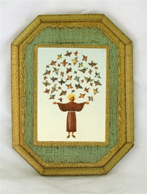 St. Francis w/Birds Florentine Plaque, 4.75x6