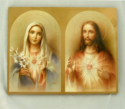 Sacred Heart of Jesus/Immac. Heart of Mary Plaque, 7.75x9.75