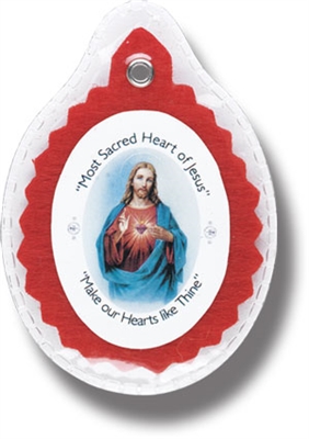 Sacred Heart Badge Sealed in Soft Plastic Case