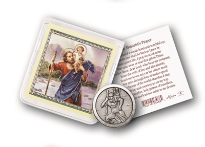 St. Christopher Pocket Coin w/Holy Card 3x3