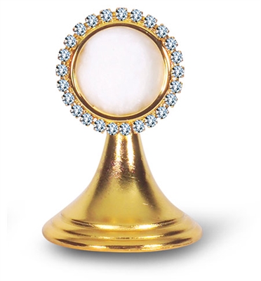 3in Gold Plated Reliquary w/Austrian Crystal Border