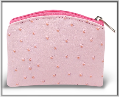 Pink Ostrich Skin Pattern Rosary Pouch