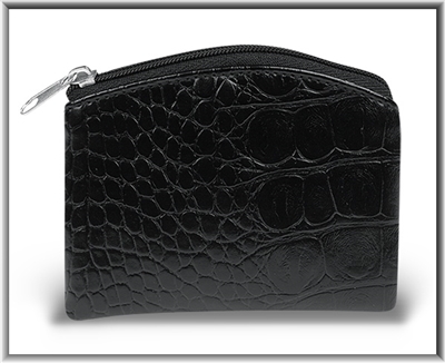 Black Crocodile Skin Pattern Rosary Pouch