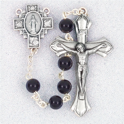 Genuine Gem Stone Onyx Rosary- 6mm