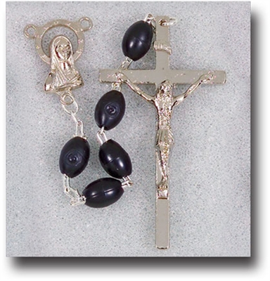 Oval Black Bead Rosary