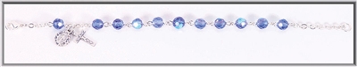 5mm Light Sapphire Crystal Rosary Bracelet, 5.5 in.