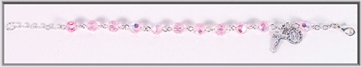 5mm Rose Crystal Rosary Bracelet, 5.5 in.