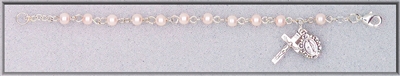 5mm Imitation Pearl Rosary Bracelet, 5.5 in.
