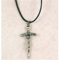 Pewter Papal Crucifix w/24 in. Black Cord