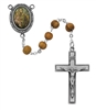 Olive Wood St. Joseph Rosary, Pewter Crucifix and Center