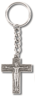 1.5 in. Antique Silver Renaissance Crucifix Key Ring