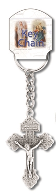 2.5" Antique Silver Pardon Crucifix Key Ring