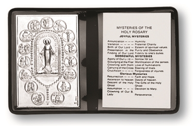 15 Mysteries of the Rosary Leatherette Folder 2.5x4
