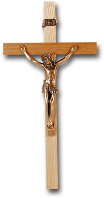 10" Oak Cross Museum Gold Plated Corpus Crucifix