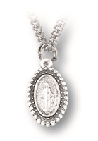 Beaded Miraculous Medal 1" on 18" Chain