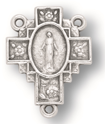 Flower-Cross Miraculous Rosary Centerpiece