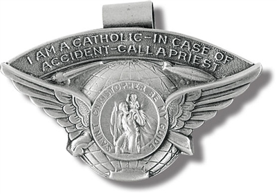 St. Christopher "I am a Catholic" Auto Visor Clip