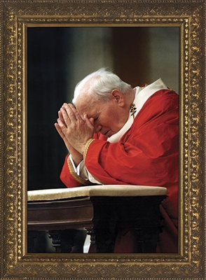 John Paul II Kneeling Framed Image, 8" X 12"