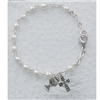 3mm 6.5 in. Pearl Bracelet w/SS Celtic Cross & Chalice