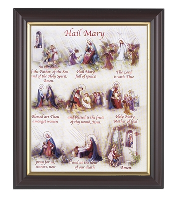 Hail Mary in Polished Dark Frame w/Gold Lip, 10.25x 12.25