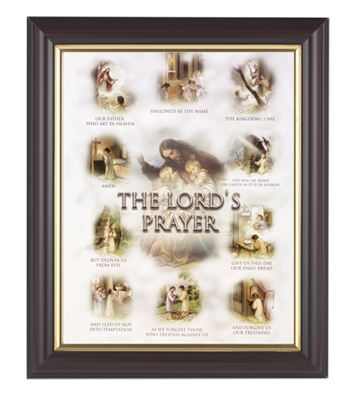 The Lord's Prayer in Polished Dark Frame w/Gold Lip, 10.25x 12/25
