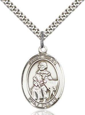 St. Giles Medal<br/>7349 Oval, Sterling Silver