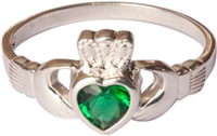 Women's Claddagh Ring with Emerald Stone